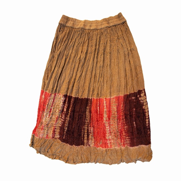 Boho Flow Hippie Tie Dye Tan Maxi Skirt - Picture 9 of 15